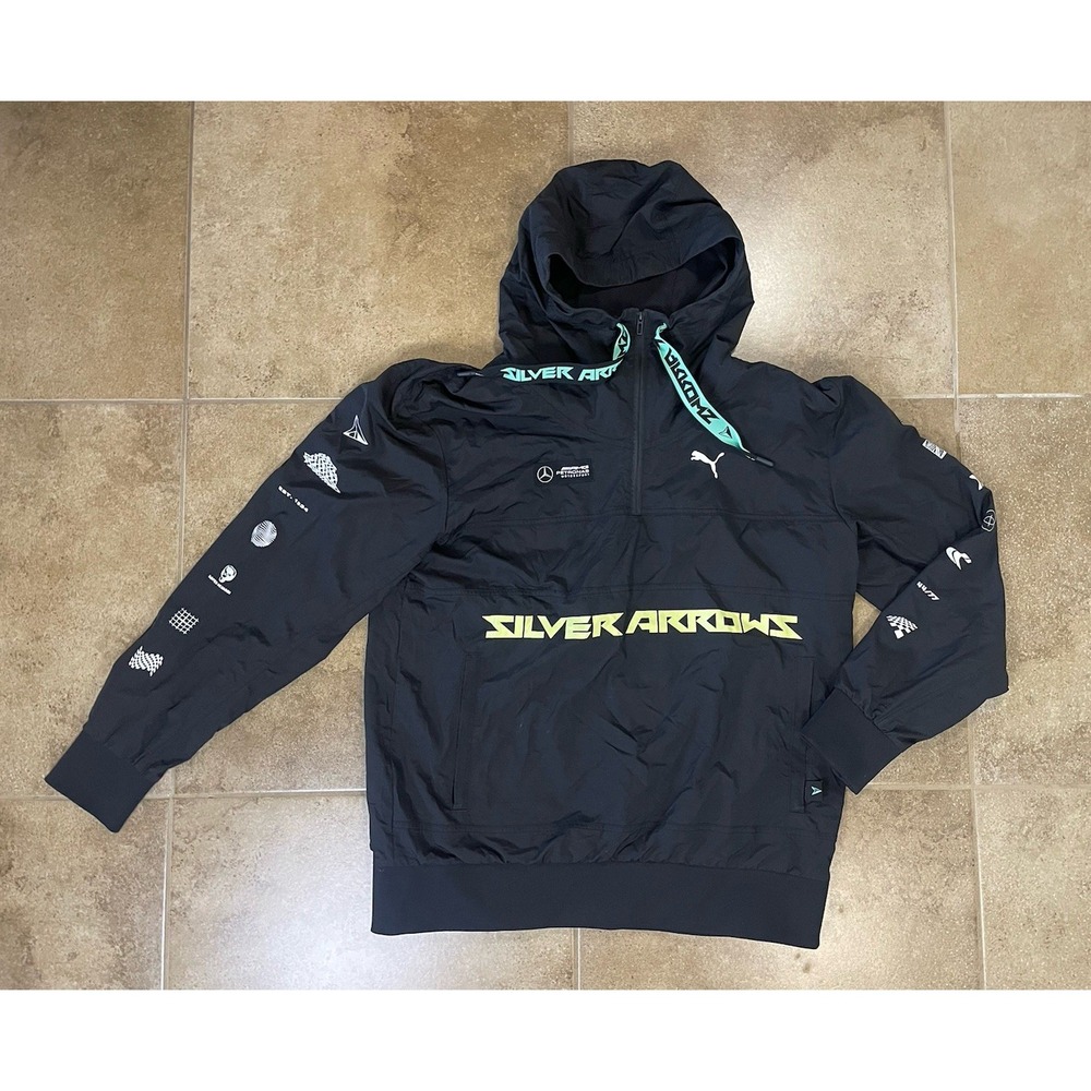 Puma x Mercedes AMG Petronas Mens S Hooded Mapm Street Jacket Black 1/4 Zip